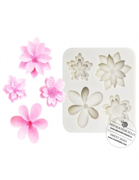 Mulaj din silicon flori cu petale duble