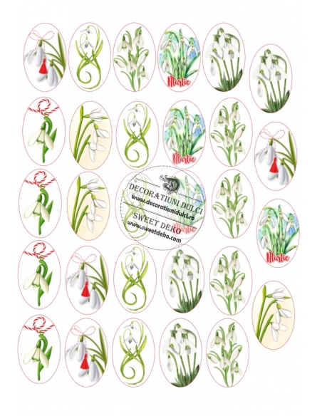 Imagine comestibilă medalion oval cu ghiocei