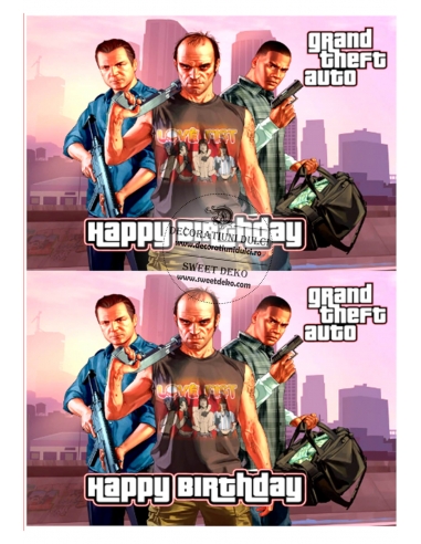 GTA Happy Birthday, imagine comestibila pentru decorarea torturilor