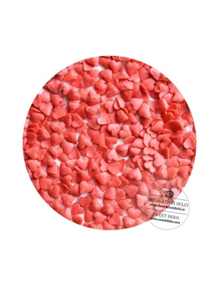 Inimioare rosii, confetti din zahar (100g)