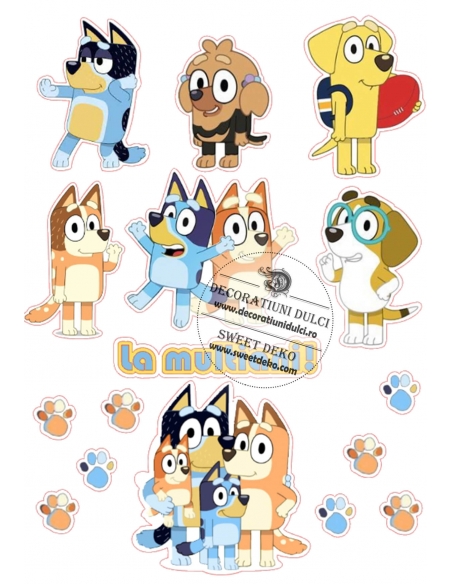 Poze pentru tort cu catelusii Bluey, personaje