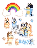Decorat tort, Bluey și curcubeul | imagine comestibilă
