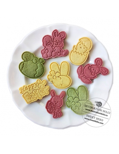 Decupatoare mesaj Paste, ratusca si iepuras