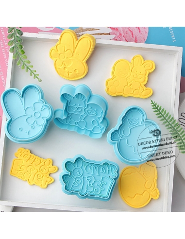 Decupatoare mesaj Paste, ratusca si iepuras