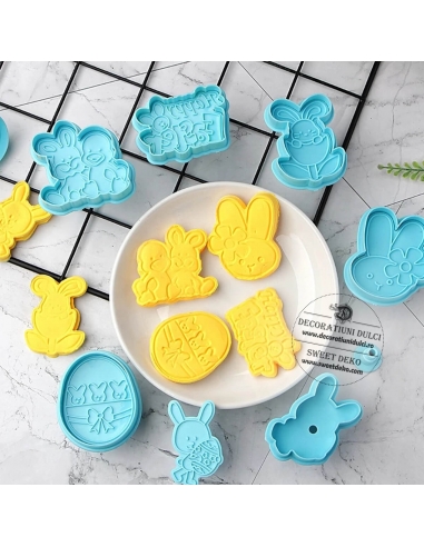 Decupatoare mesaj Paste, ratusca si iepuras