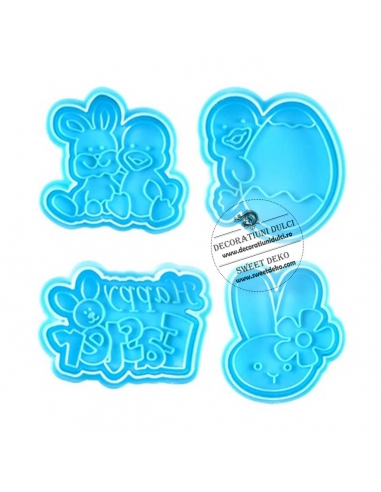 Decupatoare mesaj Paste, ratusca si iepuras