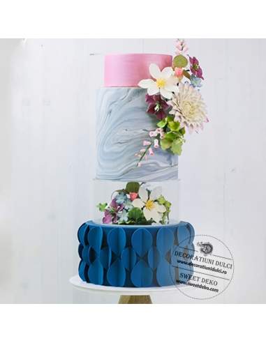 Etaj sau suport rotund, transparent pentru tort (h.10cm)