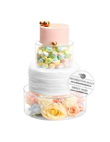 Etaj sau suport rotund, transparent pentru tort (h.10cm)