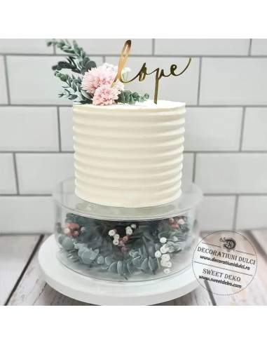 Etaj sau suport rotund, transparent pentru tort (h.10cm)