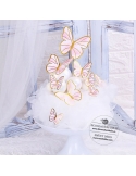 Fluturasi decorativi din carton roz cu bordura aurie (11buc)