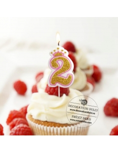 Lumanari cifra alb-roz cu coronita 2