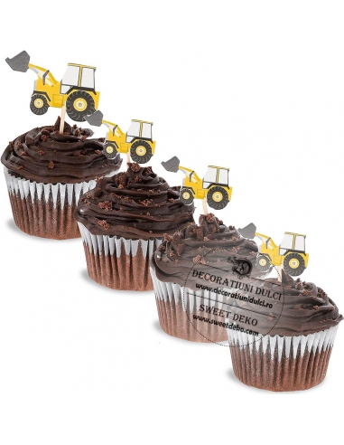 Mini cupcake toppers excavator (12 buc)