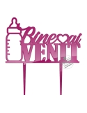 Cake topper biberon cu textul Bine ai venit