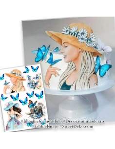 Imagine comestibila Fete si fluturi albastri 2