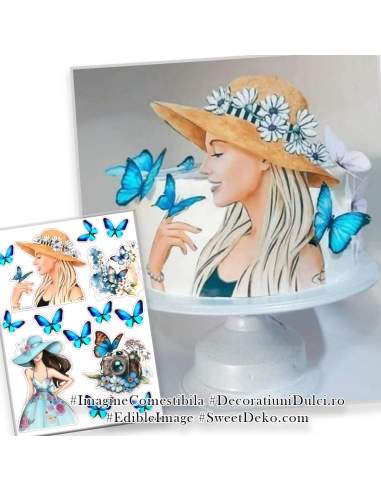 Imagine comestibila Fete si fluturi albastri