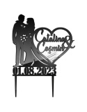 Cake topper personalizat - Miri cu buchet nume si data