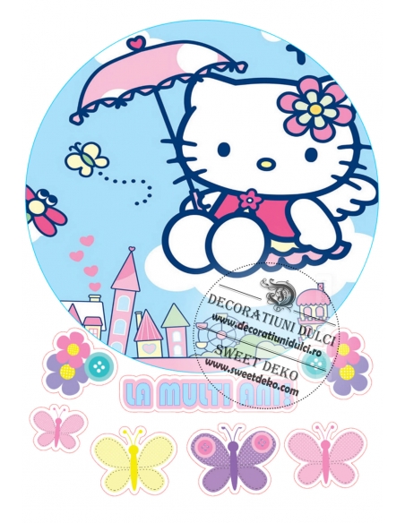 Imagine comestibila Hello Kitty rochita roz