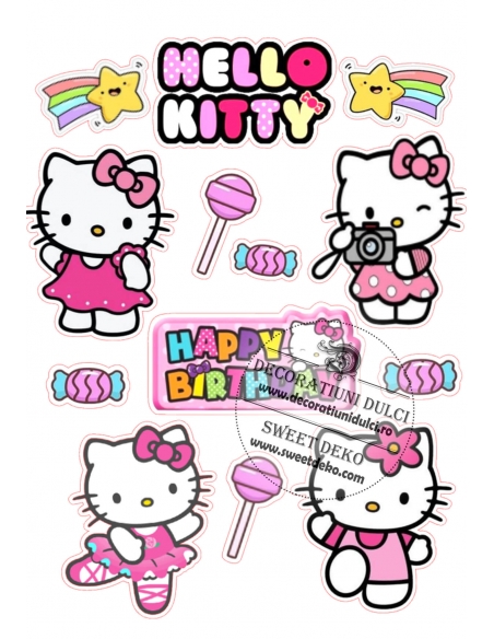 Imagine comestibila Hello Kitty si acadele