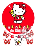 Imagine comestibila Hello Kitty cu rosu