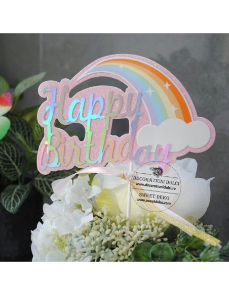 Deco topper tort Happy Birthday rainbow