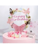 Topper din carton, coronita cu fluturasi roz 2