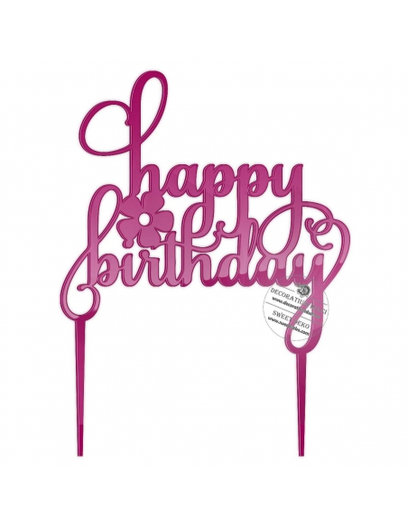 Topper Happy Birthday cu floricica