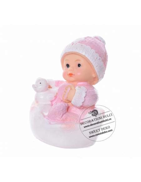 Fetita bebelus cu ratusca, topper din rasina