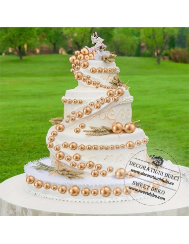 Sfere aurii necomestibile, pentru decor tort (20buc/set)