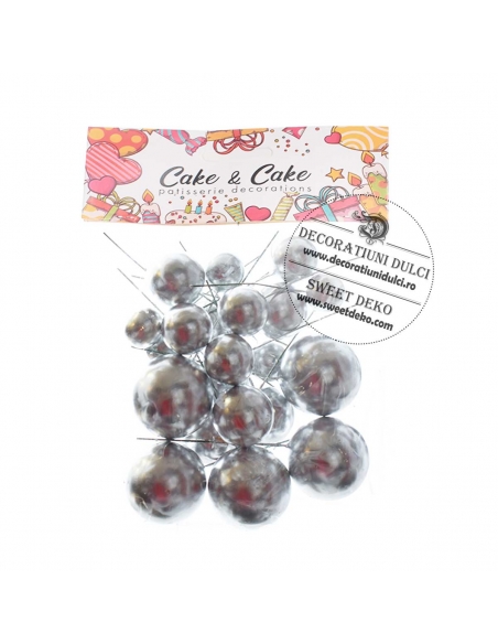 Sfere argintii necomestibile, pentru ornarea deserturilor (20buc/set)