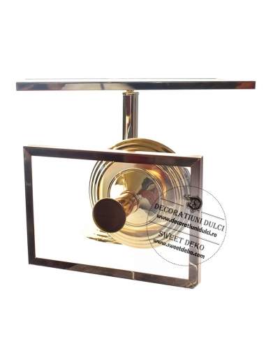 Suport auriu dreptunghiular pentru deserturi si aranjamente candy bar (3buc/set)