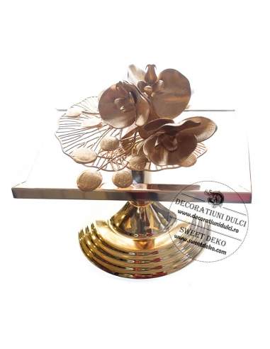 Suport auriu dreptunghiular pentru deserturi si aranjamente candy bar (3buc/set)