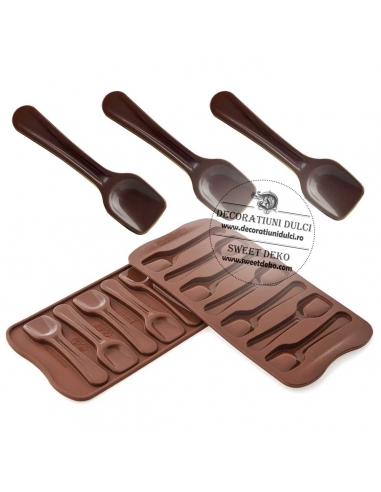 Mulaj lingurite ciocolata/izomalt, Scg28 choco spoon Silikomart