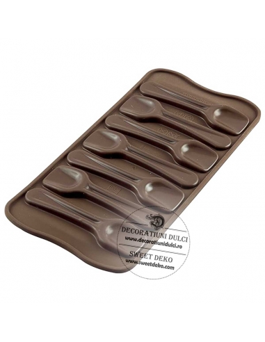 Mulaj lingurite ciocolata/izomalt, Scg28 choco spoon Silikomart