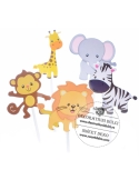 Animalute safari, cake toppers din carton (5buc)