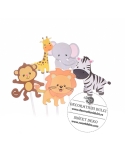Animalute safari, cake toppers din carton (5buc)