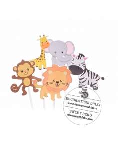 Animalute safari, cake toppers din carton (5buc) 2