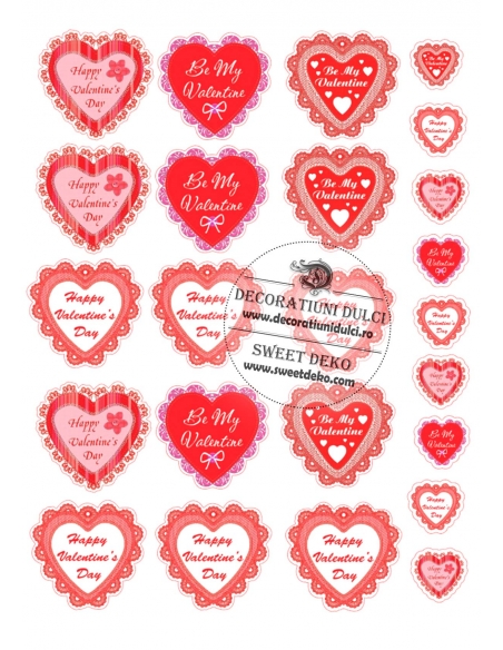Inimioare brodate Be my Valentine | Imagine comestibila