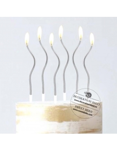 Lumanari spiralate argintii (12buc/set) 2