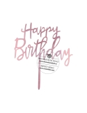 Cake topper Happy Birthday acril roz