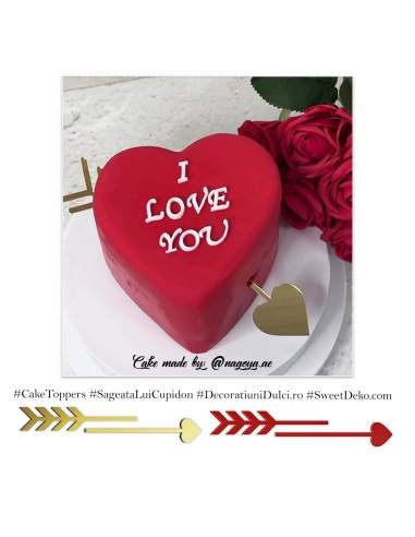 Cake Topper sageata Cupidon pentru decor tort (set 5 buc)
