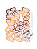 Fluturasi decorativi din carton roz cu bordura aurie (11buc)