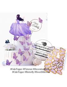 Fluturi din carton lila cu bordura aurie (11buc) 2