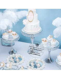 Suporturi argintii cu oglinda pentru prajituri (3 buc) 2