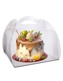 Cutie transparenta si platou tort