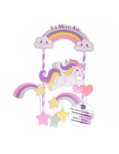 Set topper unicorn si curcubeu (9 piese)