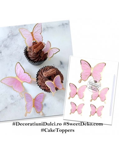 Fluturi cu codita roz aurii (5buc/set)