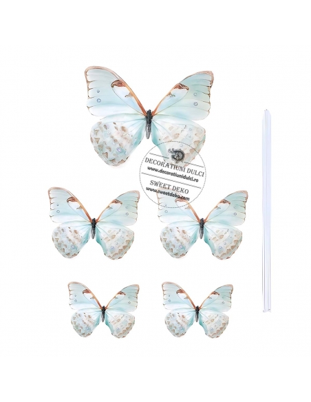 Cake toppers fluturi turcoaz (5buc/set)