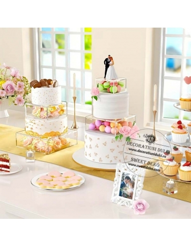 Suport patrat tort etaj transparent (h.10cm)