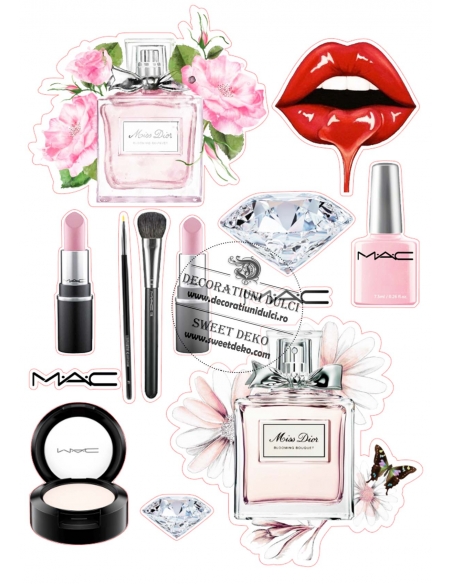 Parfum, diamante si makeup imagini pentru tort