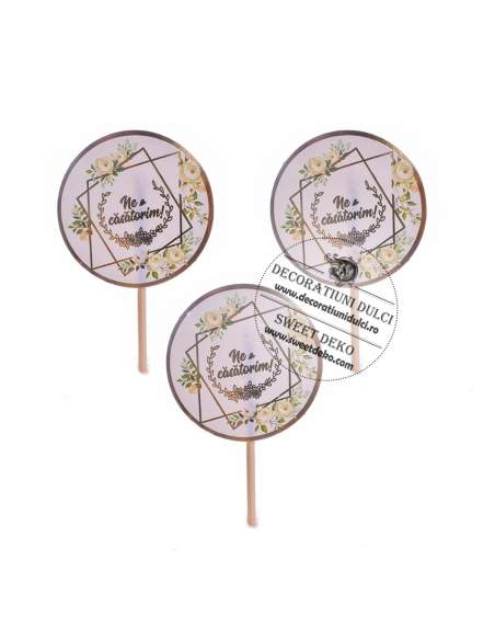 Mini toppers din carton Ne casatorim! (6buc.)